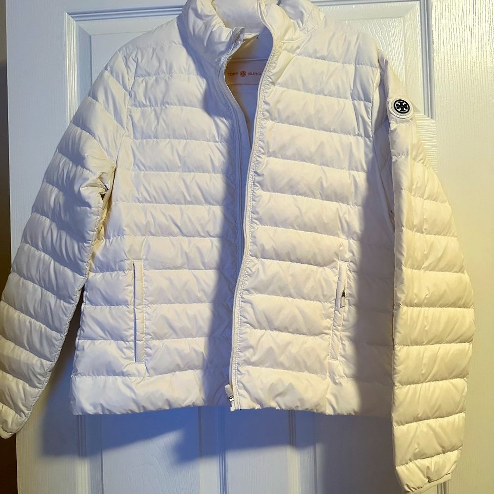XL Tory Burch Packable Down Jacket (White)